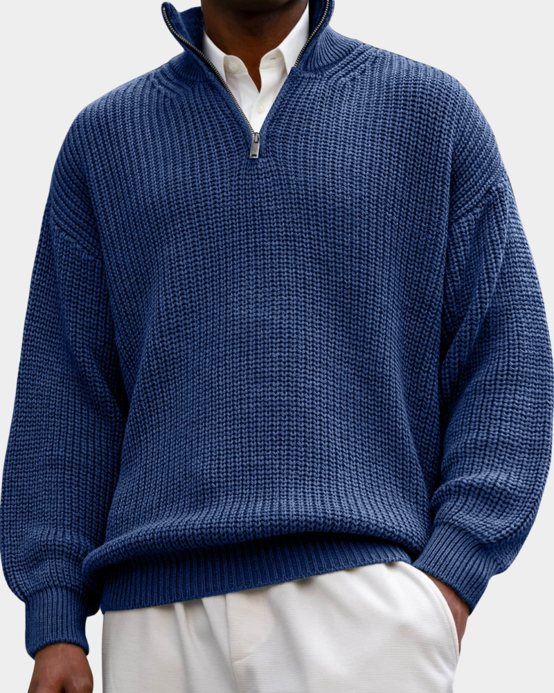 Anselmo | Textured Long Sleeve Polo Shirt