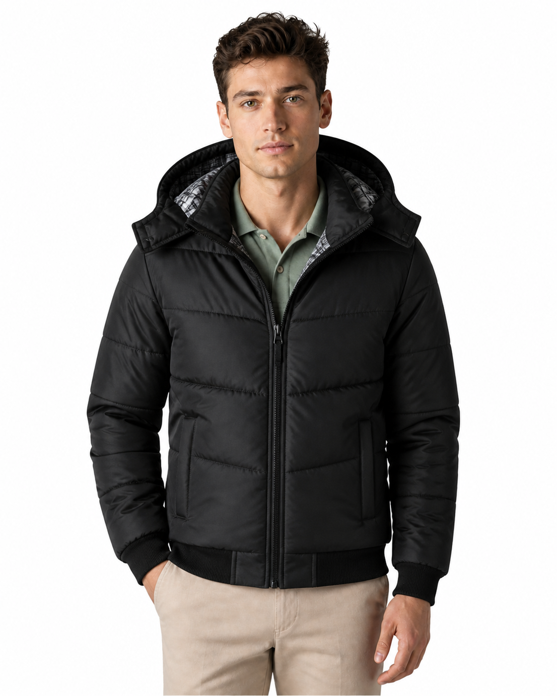 Beckett | Hooded Winter Puffer Jacket - Black - front - group 1