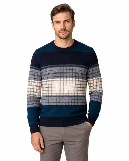 Reid | Geometric Crew-Neck Sweater - Milky white - front - group 1