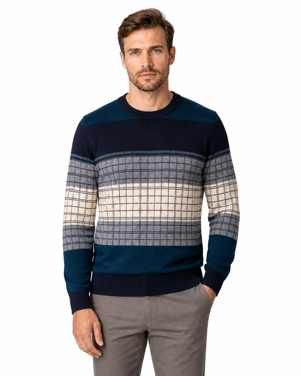 Reid | Geometric Crew-Neck Sweater - Milky white - front - group 1