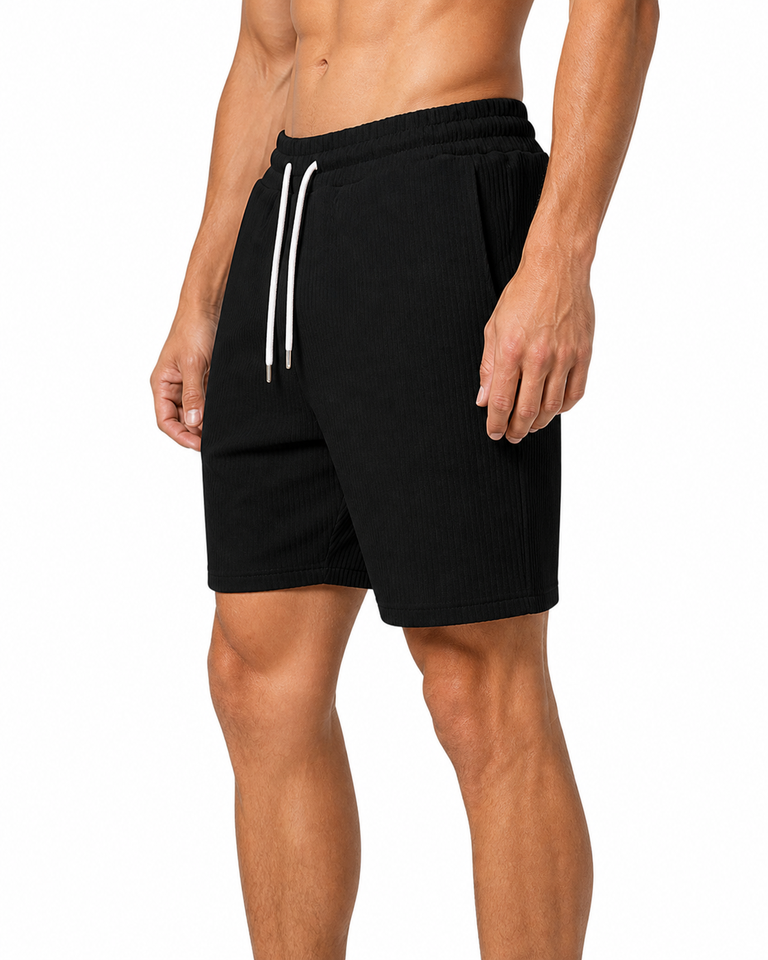 Tyler | Everyday Drawstring Shorts - Black - side