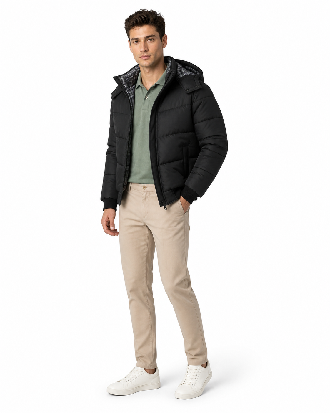 Beckett | Hooded Winter Puffer Jacket - Black - side