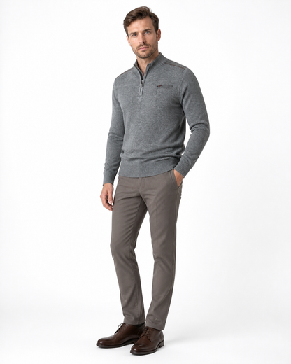 Emmett | Relaxed Quarter-Zip Sweater - Gray - side