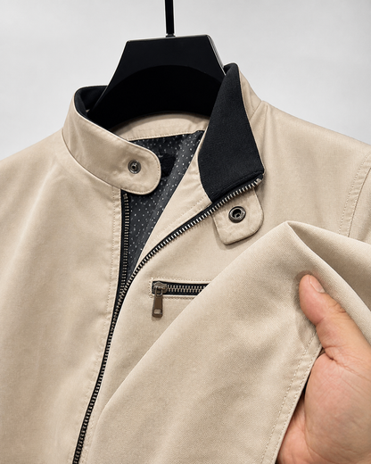 Franklin | Classic Contrast-Trim Jacket - Beige - fabric detail