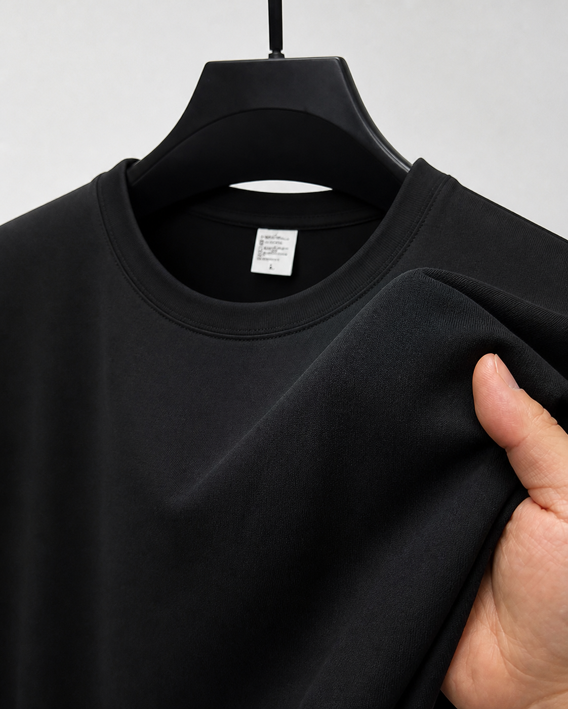 Alex | Premium Everyday Crew-Neck T-Shirt - Black S / Black M / Black L / Black XL / Black XXL / Black XXXL / Black XXXXL - fabric detail