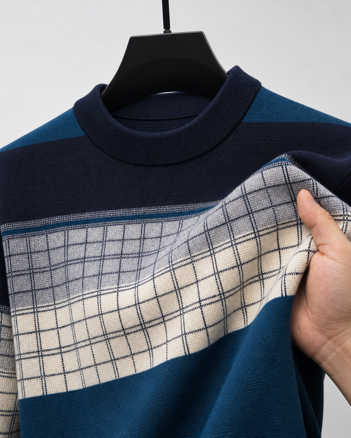 Reid | Geometric Crew-Neck Sweater - Milky white - fabric detail