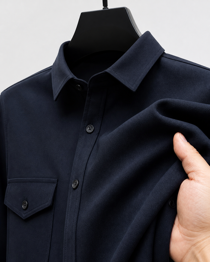 Men's Youth Casual Shirt Brushed - texture - Navy Blue