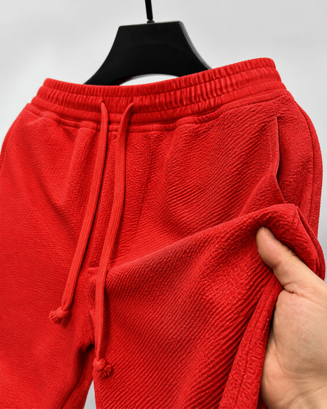 Cody | Casual Cotton Drawstring Shorts - Orange red - fabric detail