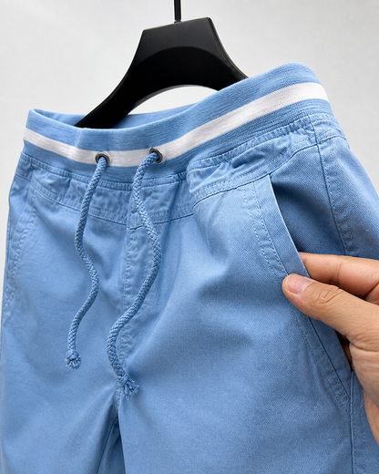Jason | Classic Cotton Chino Shorts - Sky blue - fabric detail