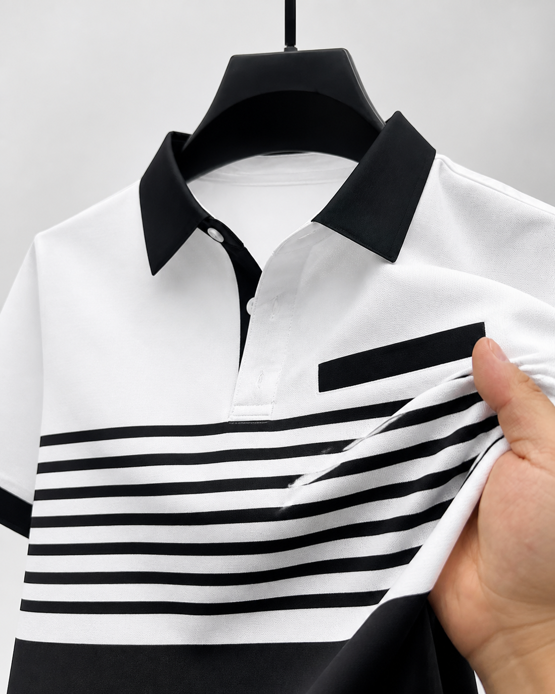 Casual Striped Shirt With Chest Pocket Men Clothing - texture - White