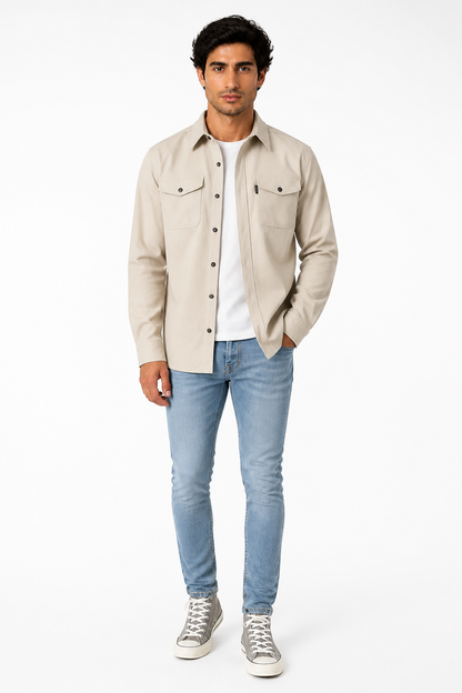 Men's Youth Casual Shirt Brushed - front - Light Apricot Colored