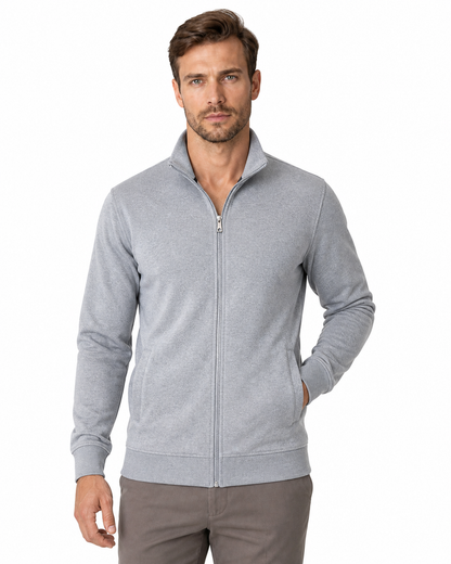 Bryce | Minimalist Zip-Up Hoodie - Light gray - front - group 2