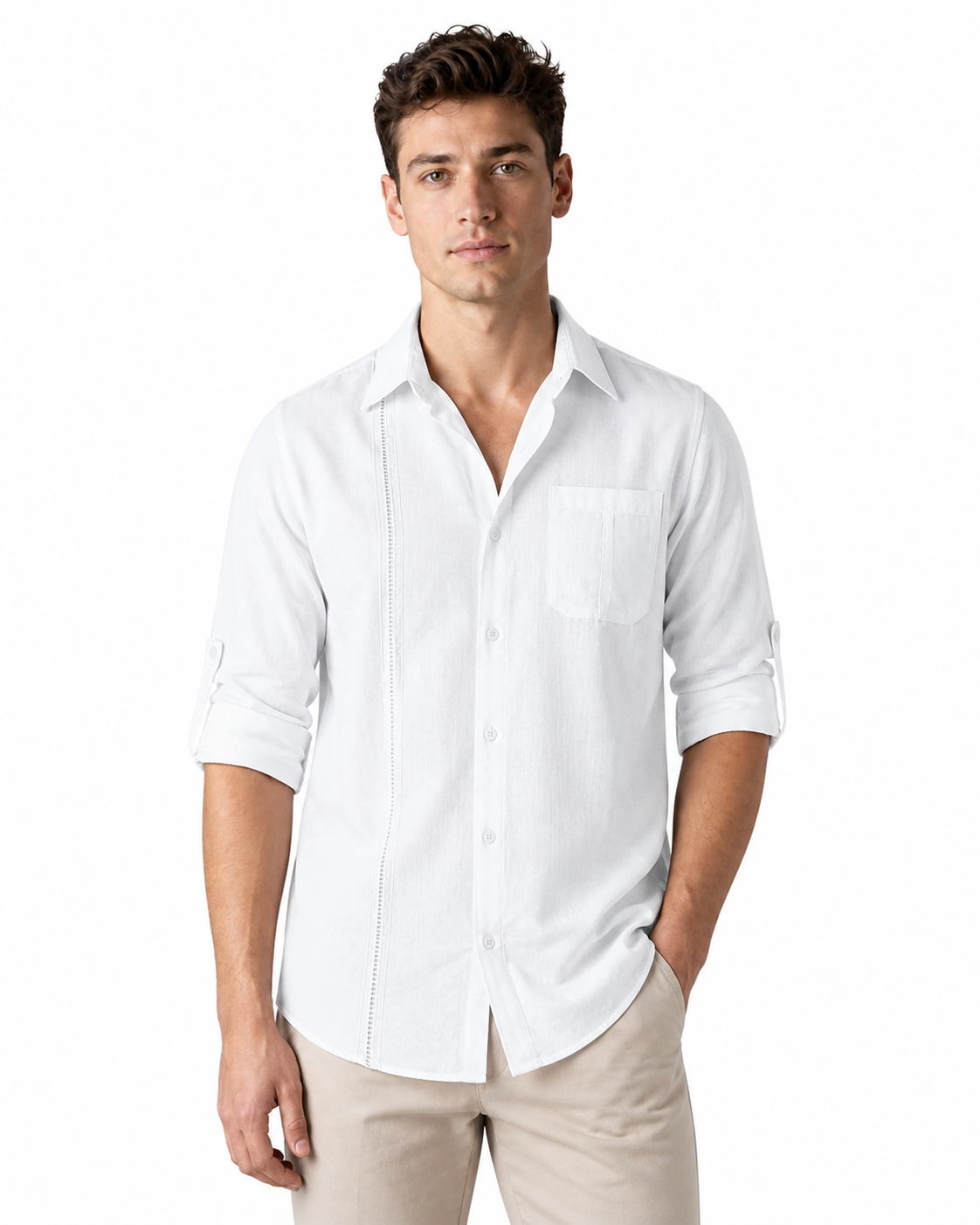 Leonard | Relaxed Pocket Button-Up Shirt - White - front - group 2