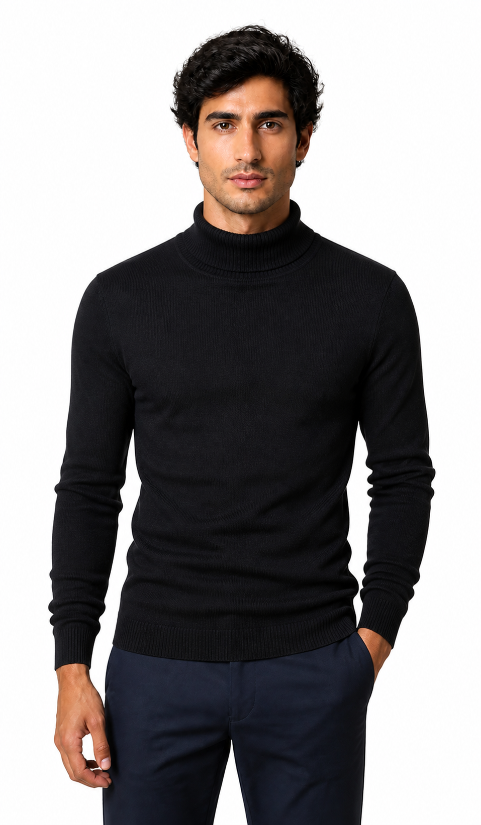 Caleb | Slim-Fit Turtleneck Sweater - Black - front - group 3