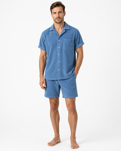 Sawyer | Corduroy Shirt and Shorts Set - Light Blue - front - group 3