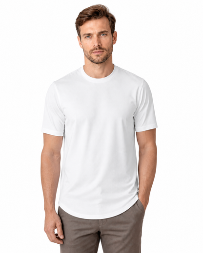 Dennis | Performance Stretch T-Shirt - White with letter - front - group 3