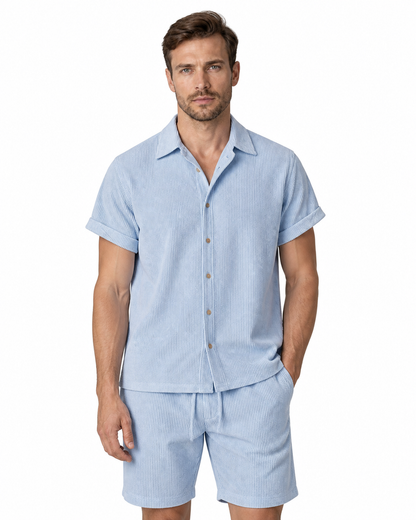 Sawyer | Corduroy Shirt and Shorts Set - Blue - front - group 6