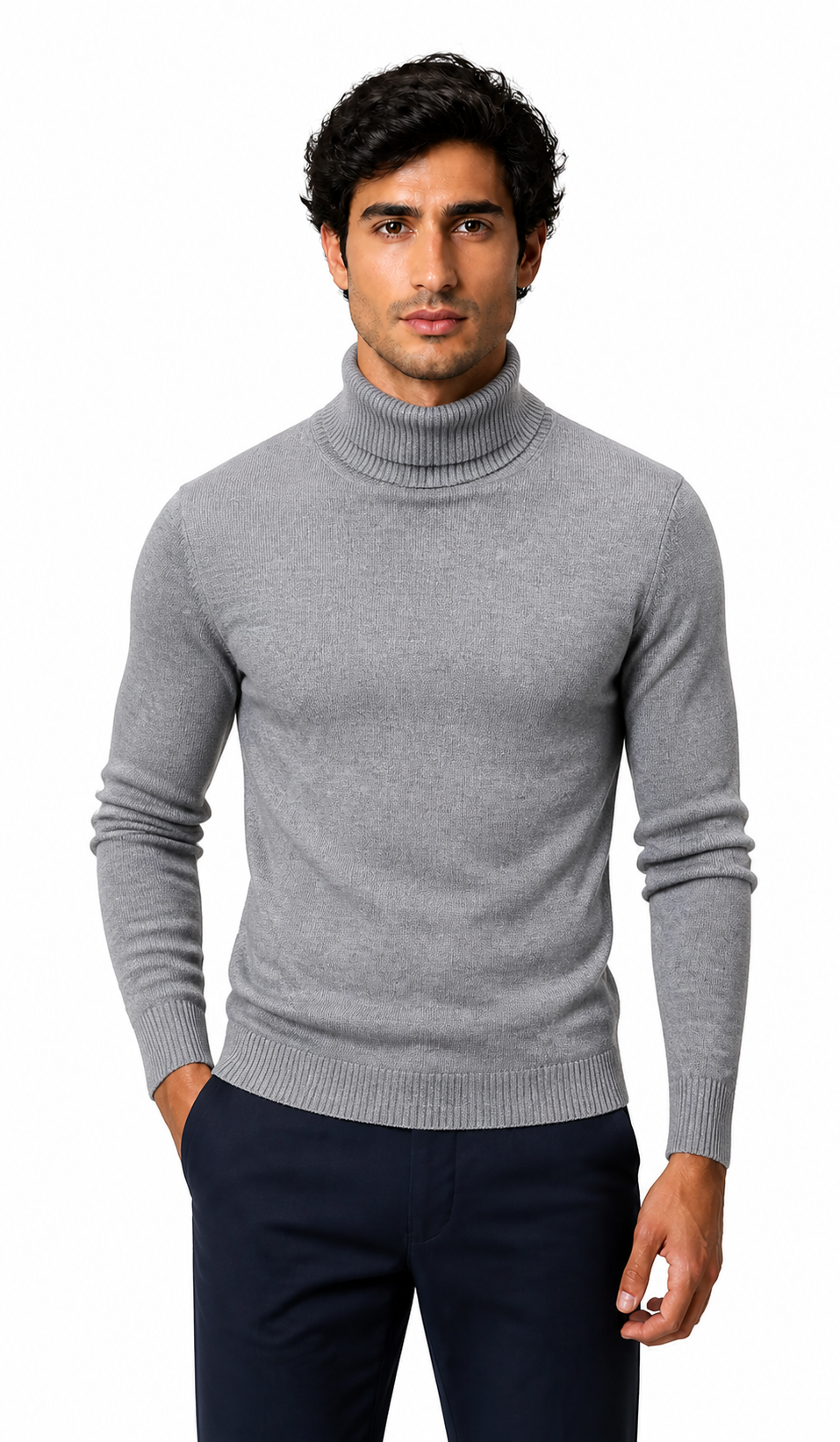 Caleb | Slim-Fit Turtleneck Sweater - Gray - front - group 10