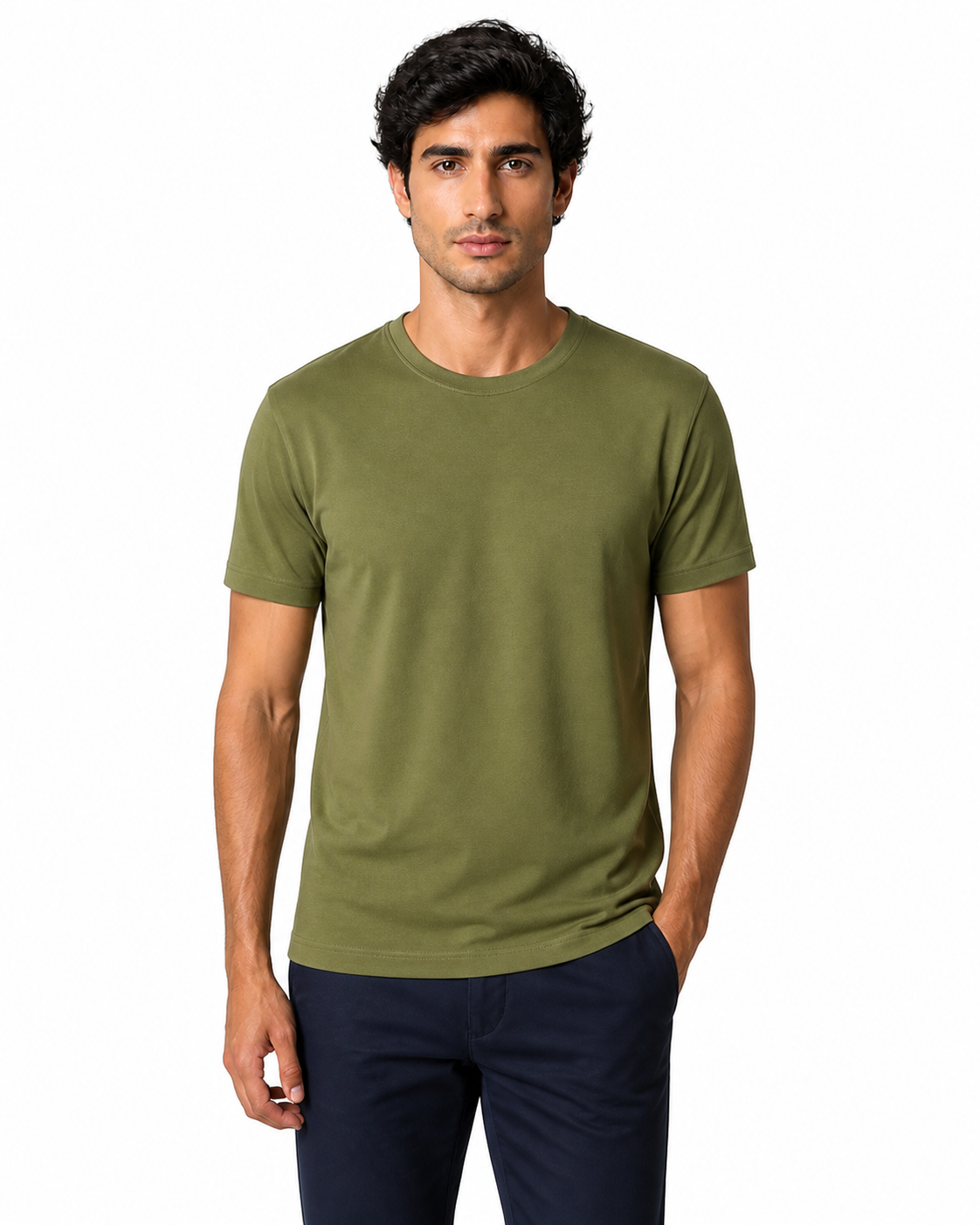 Alex | Premium Everyday Crew-Neck T-Shirt - Army green L / Army green M / Army green S / Army green XL / Army green XXL / Army green XXXL / Army green XXXXL - front - group 11