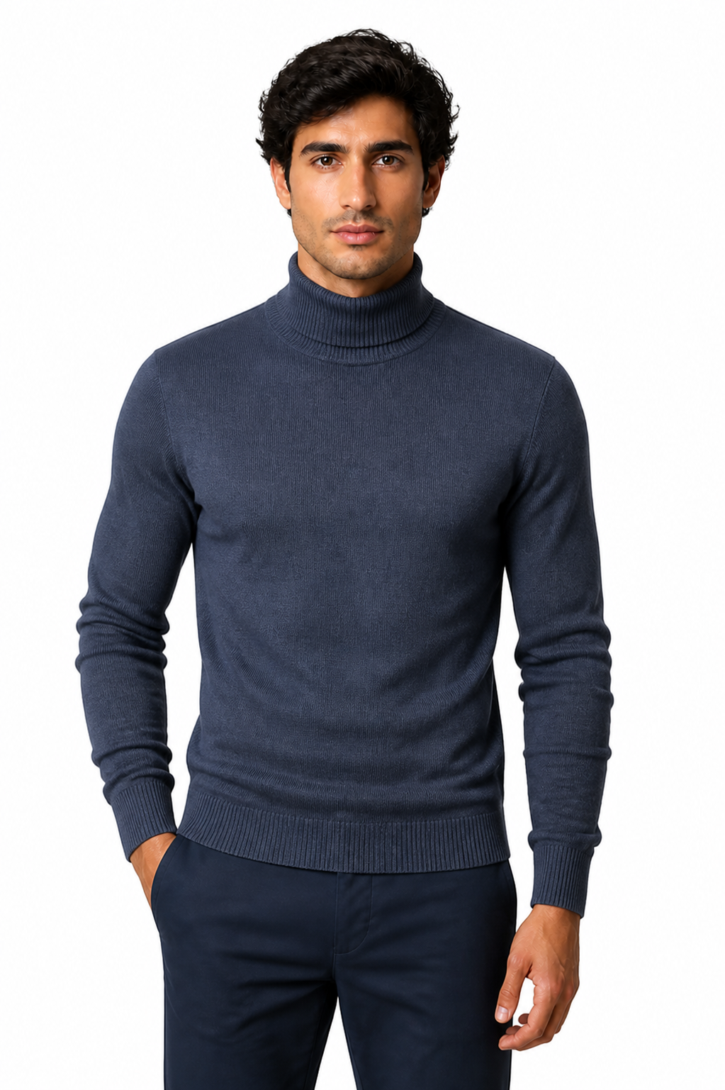 Caleb | Slim-Fit Turtleneck Sweater - High neck dark grey - front - group 14