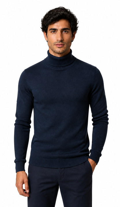 Caleb | Slim-Fit Turtleneck Sweater - Blue - front - group 15