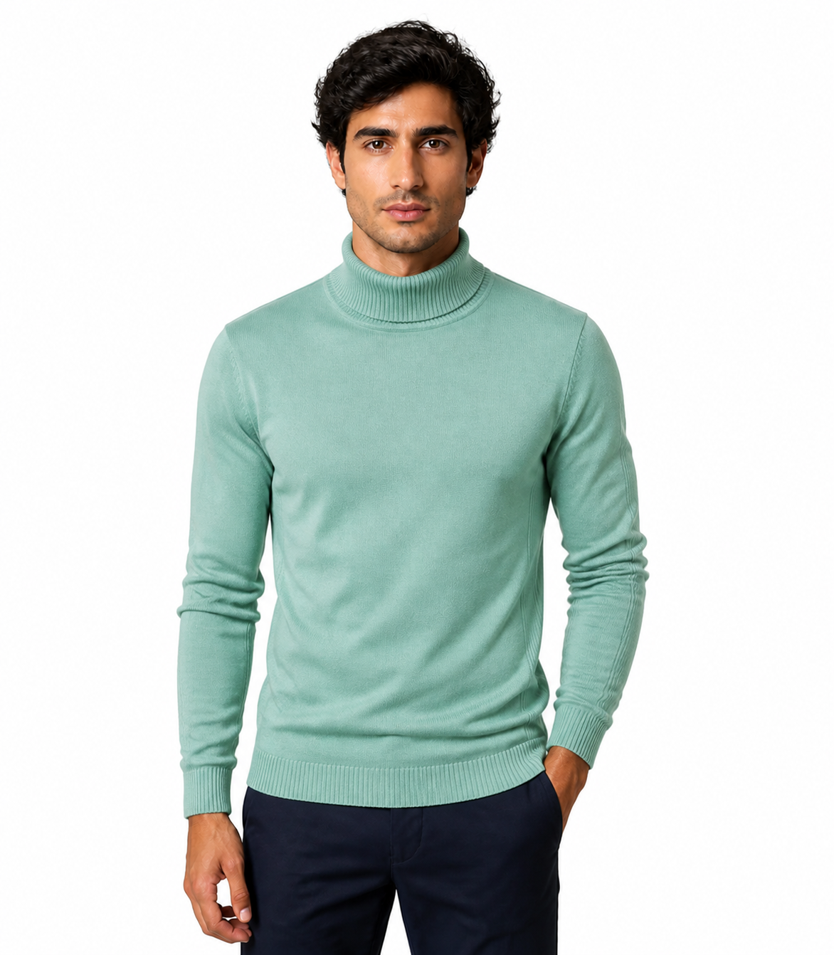 Caleb | Slim-Fit Turtleneck Sweater - Light green - front - group 18