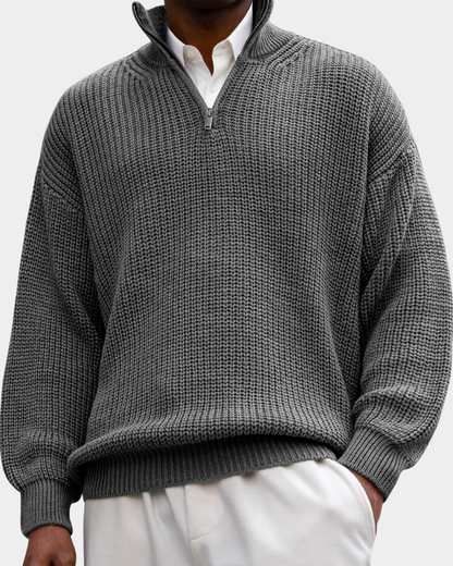 Anselmo | Textured Long Sleeve Polo Shirt