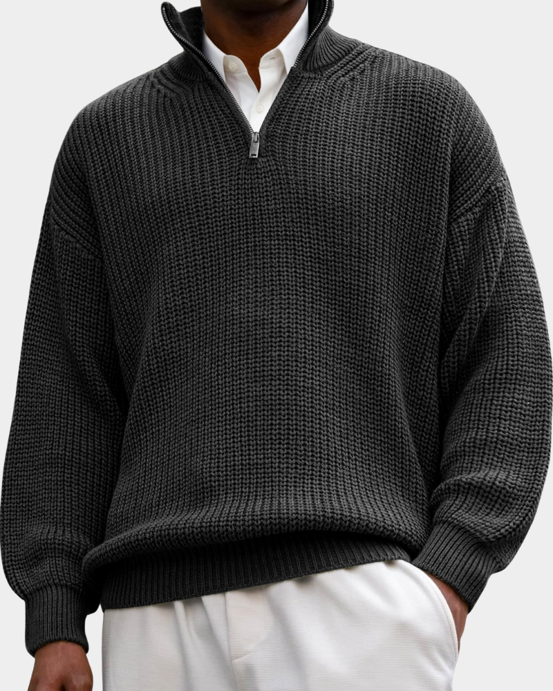 Anselmo | Textured Long Sleeve Polo Shirt