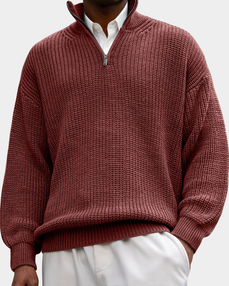 Anselmo | Textured Long Sleeve Polo Shirt