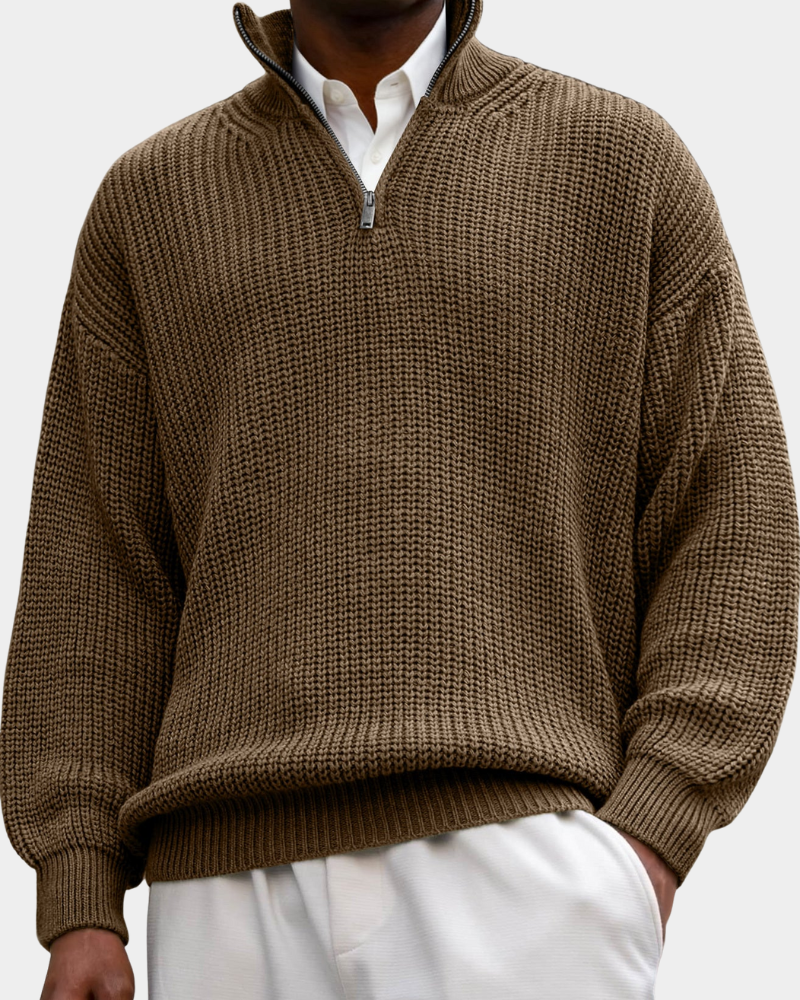Anselmo | Textured Long Sleeve Polo Shirt
