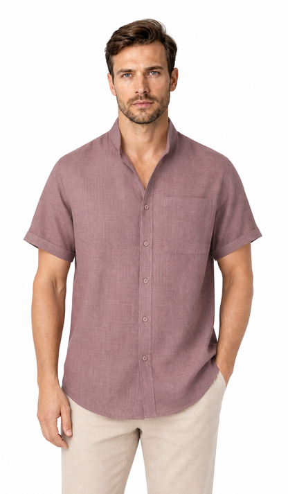 Lucas | Breathable Cotton-Linen Shirt - Red - front - group 2
